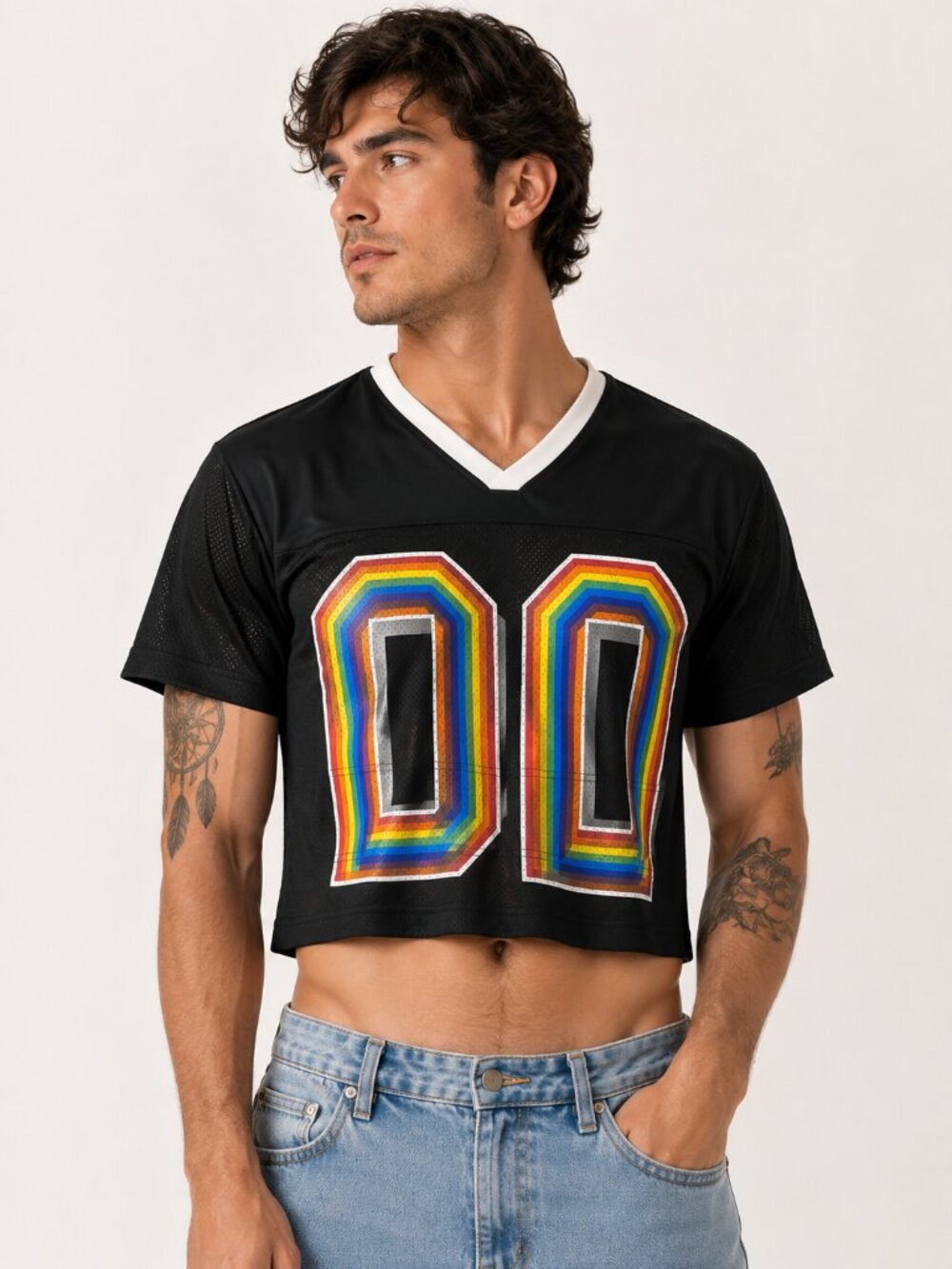 Target Pride Adult Short Sleeve Cropped Mesh Jersey in Black